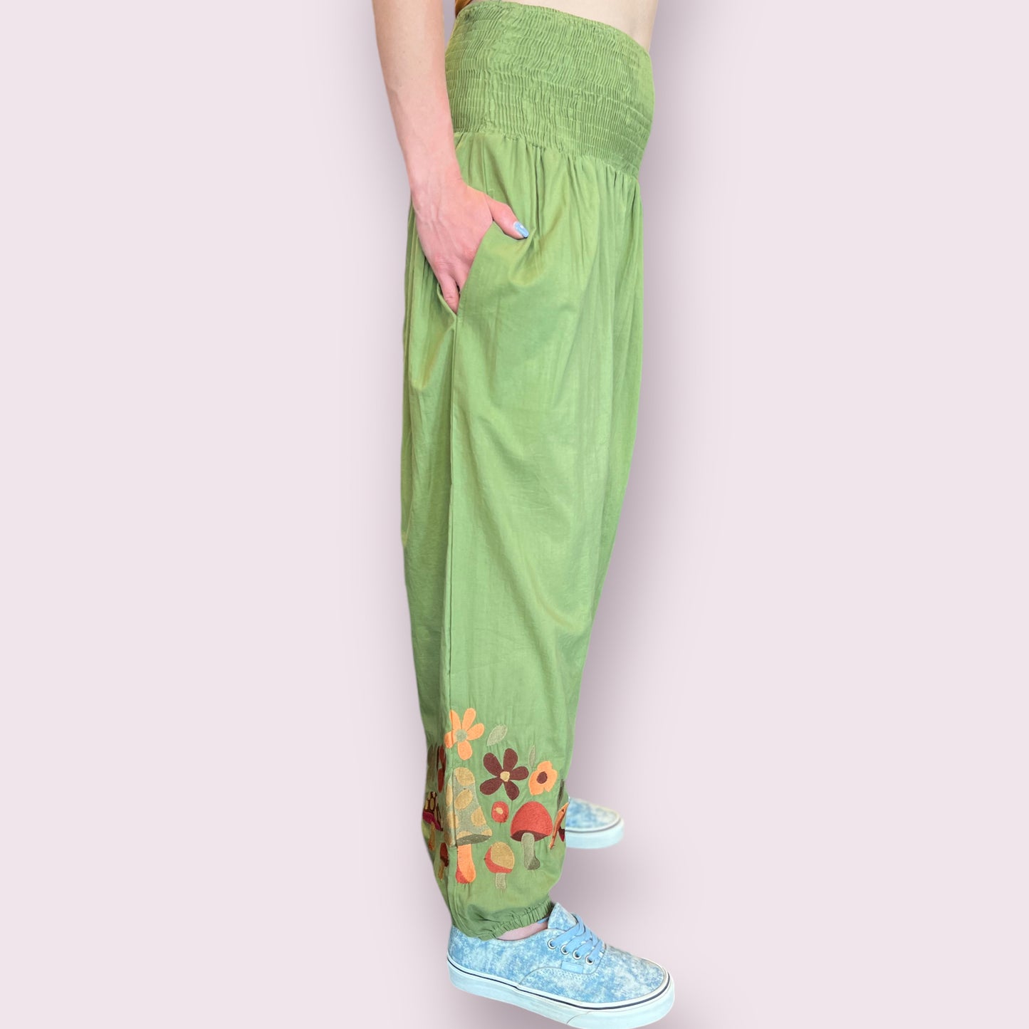 Mushroom Embroidery Harem Pants