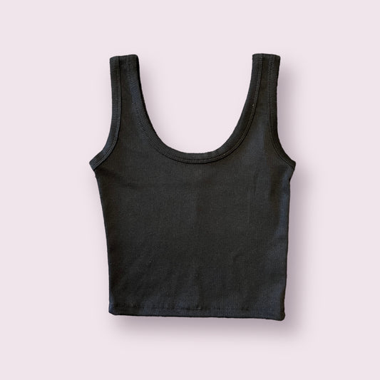 Black Rub Knit Scoop Neck Tank