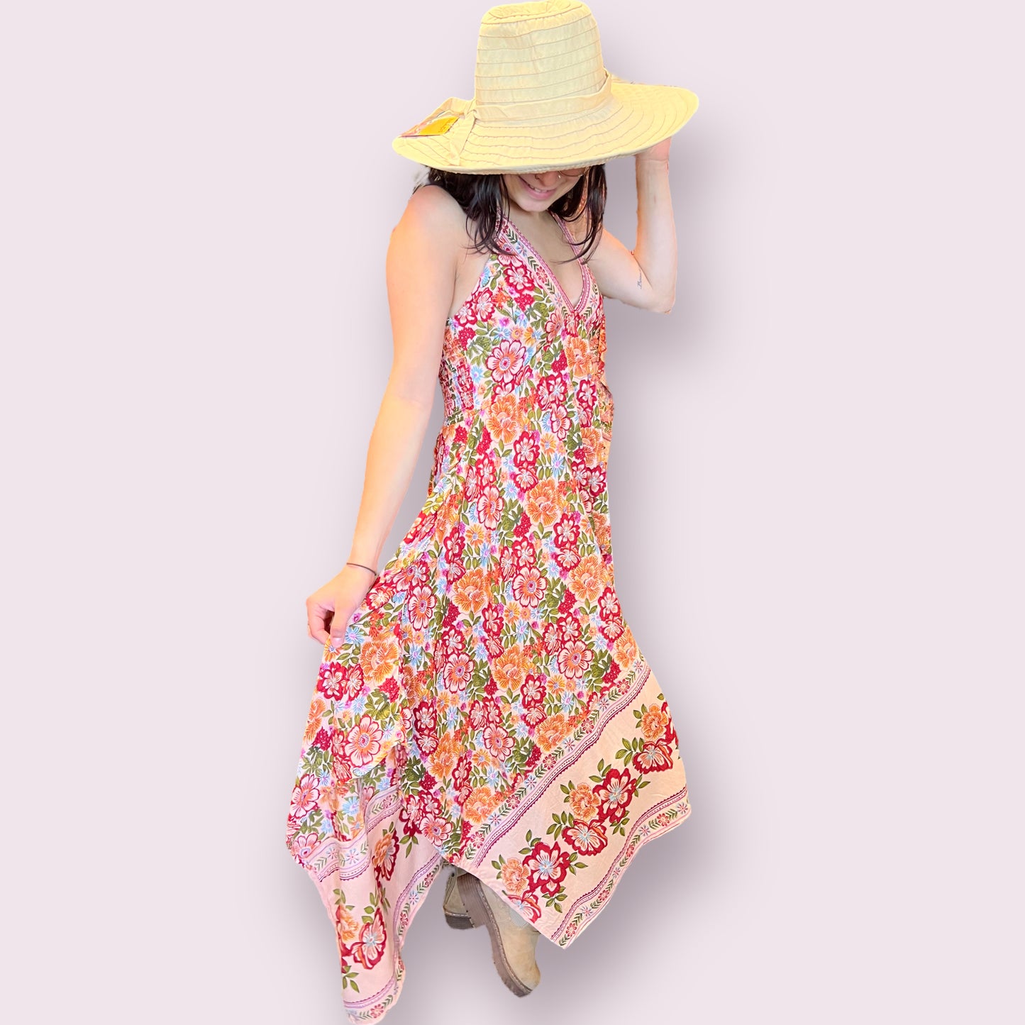 Halter Dress with Hanky Hem
