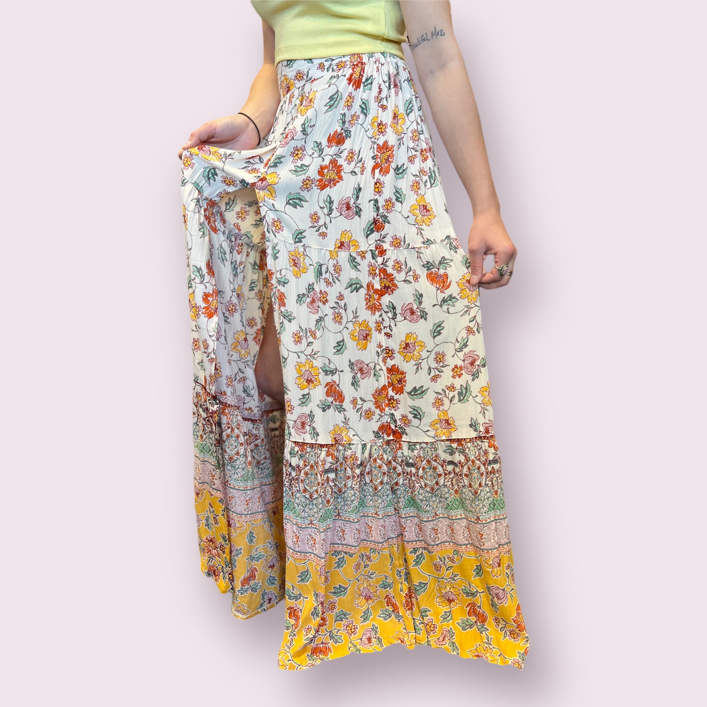 Floral Maxi Skirt with Slit