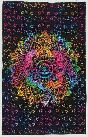 Lotus With Floral Multi Tapestry