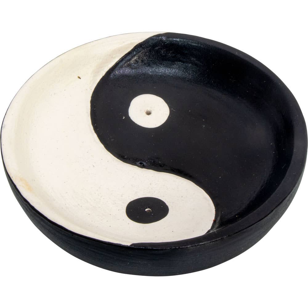 Yin Yang Wood Round Incense Holder