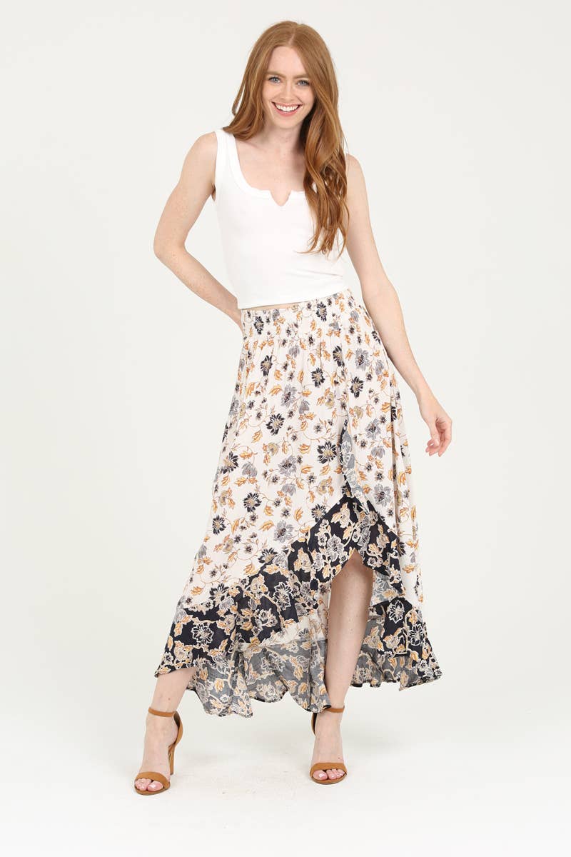 Ruffle Slit Maxi Skirt