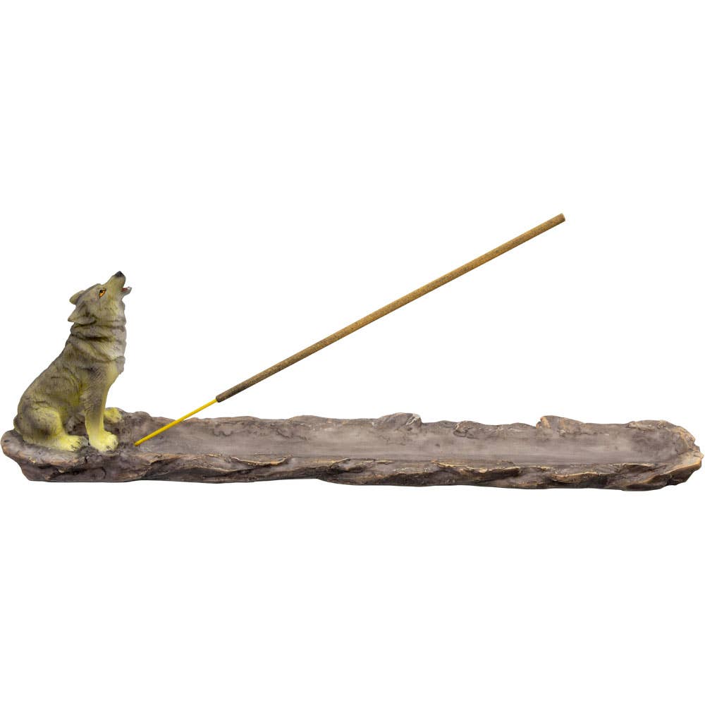 Wolf Polyresin Incense Holder