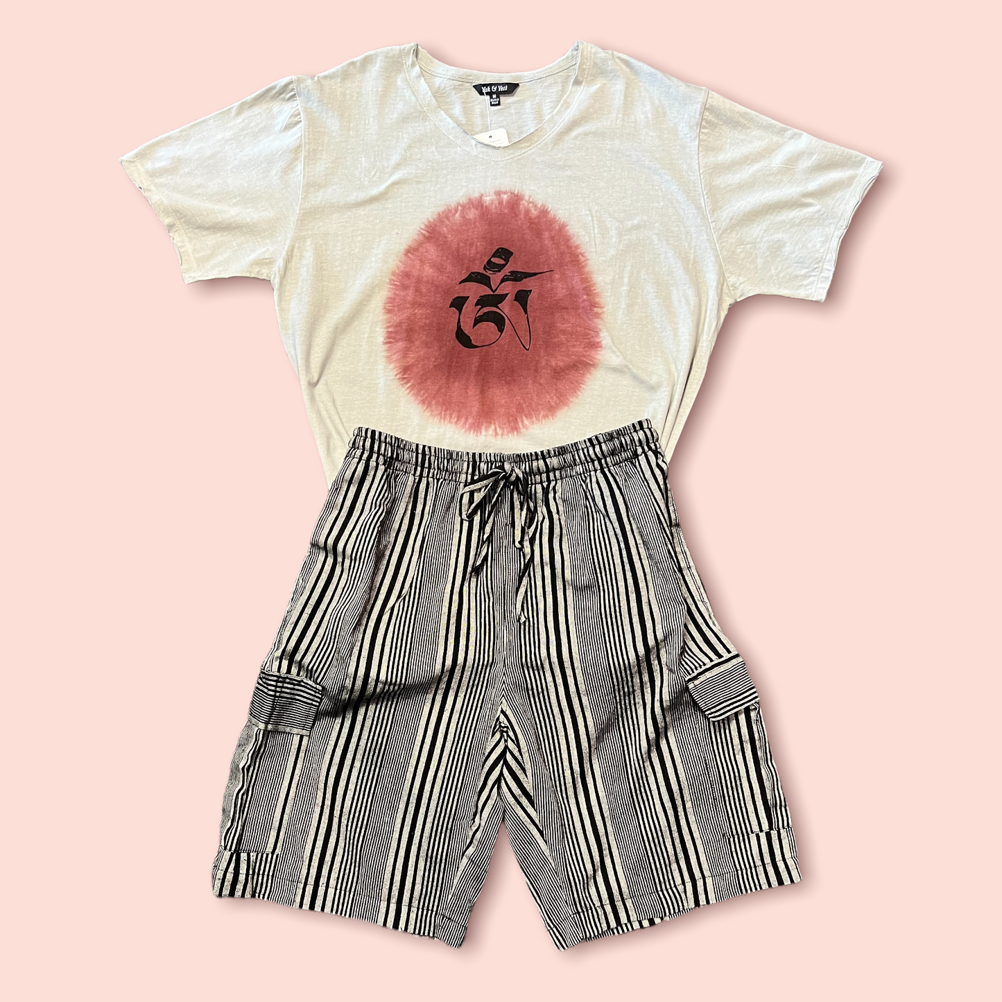 Grey T-Shirt Tie Dye "Om" Print