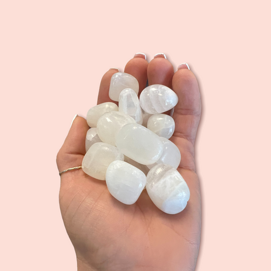 White Calcite Tumbled Stones