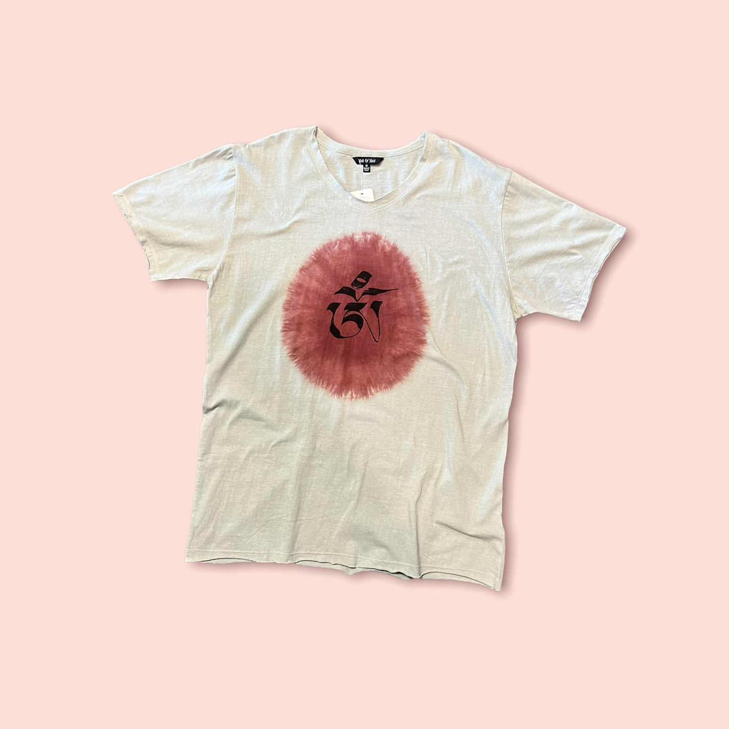 Grey T-Shirt Tie Dye "Om" Print