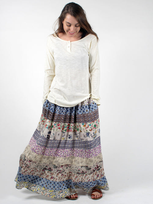 Smocked Top Tier Skirt - Blue