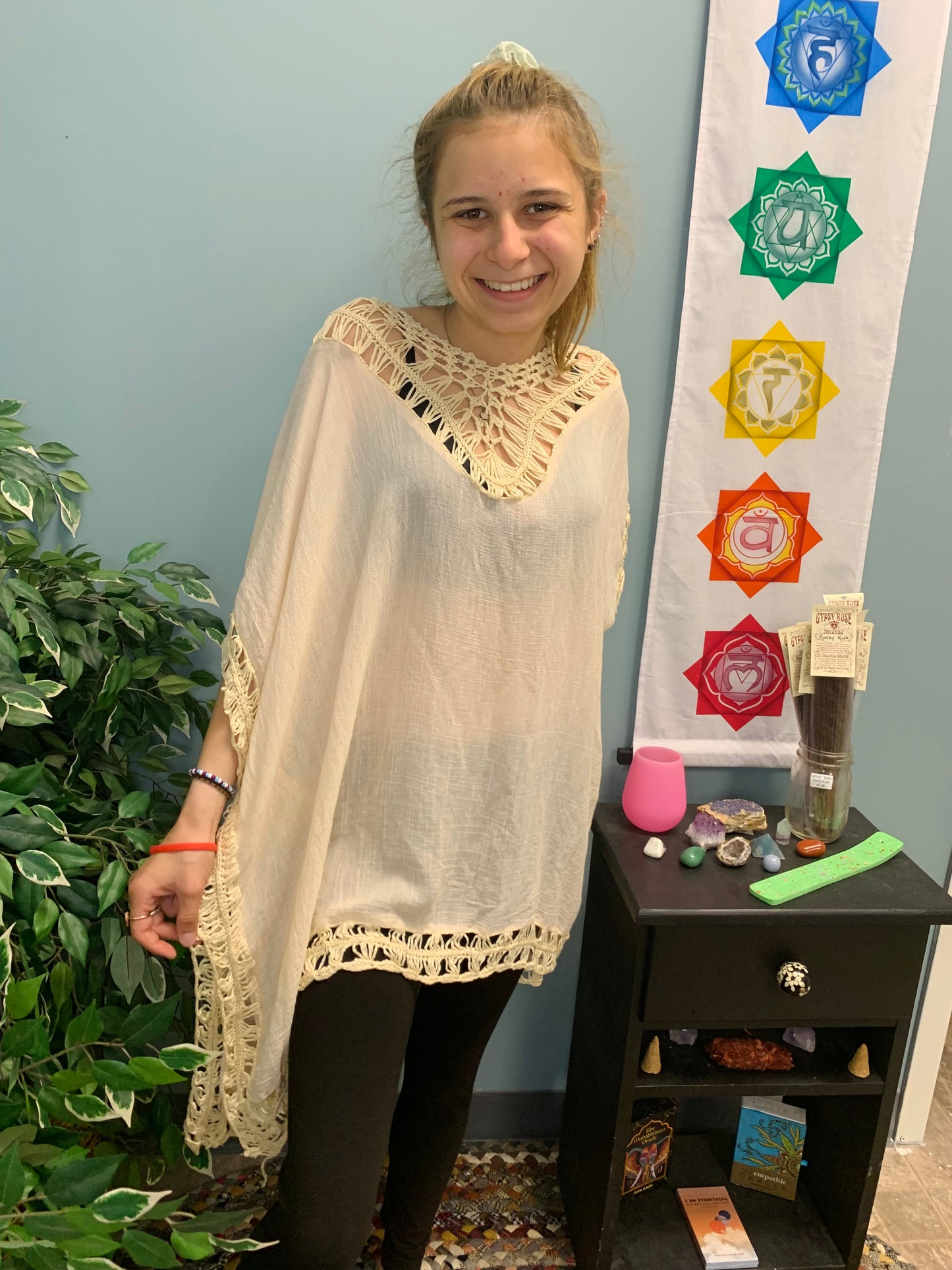 Cotton Poly Blend Crochet Poncho