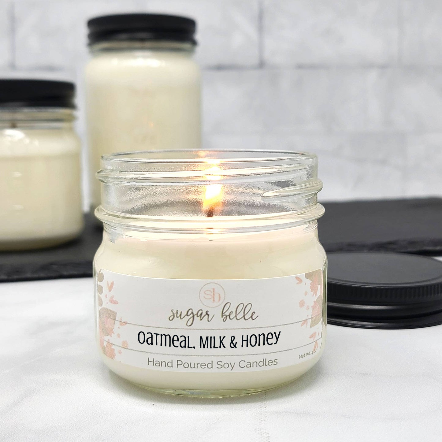 Oatmeal, Milk & Honey Mason Jar Soy Candle 4 oz Jar