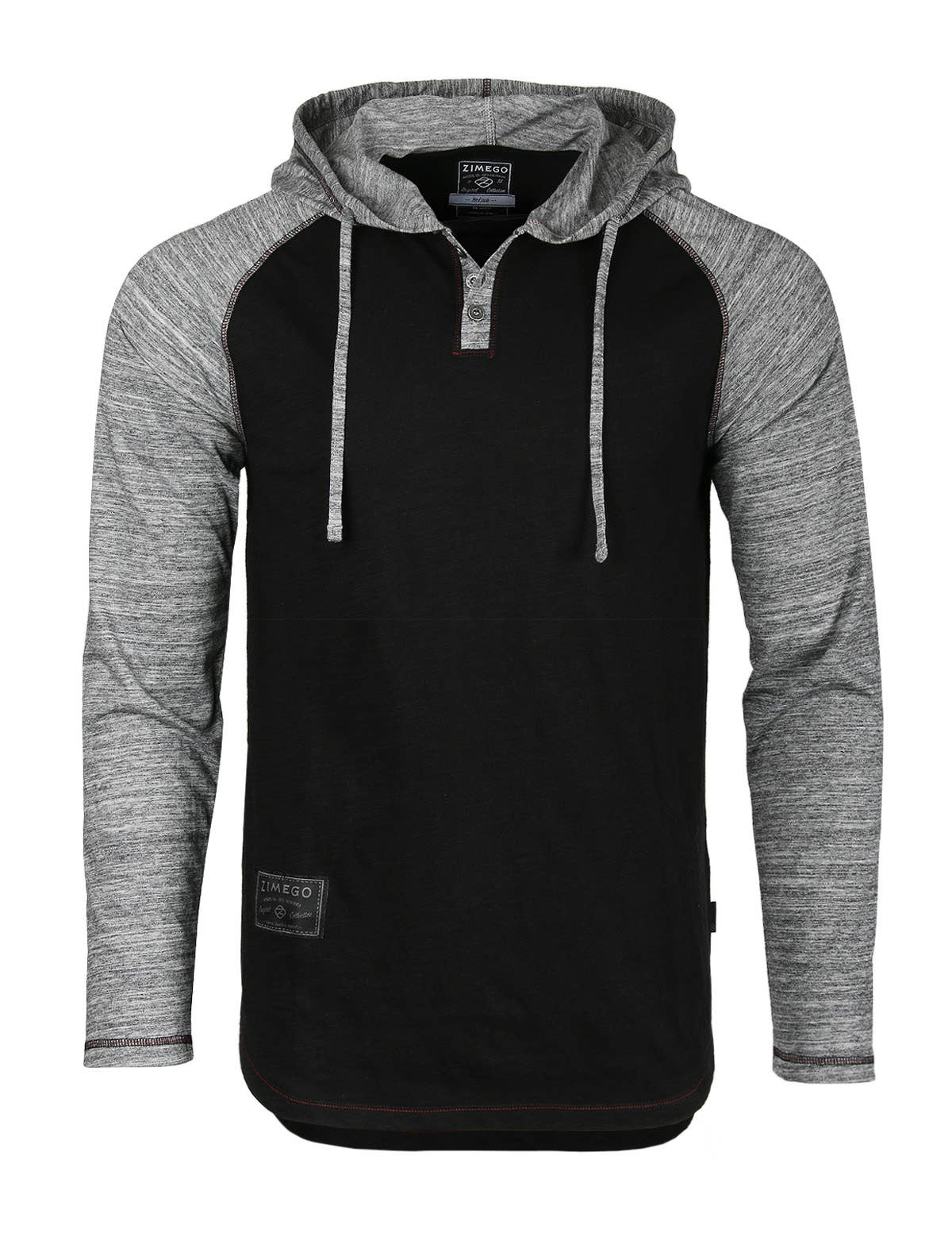 Long Sleeve Contrast Color Block Raglan Pullover Thin Hoodie Black/Grey