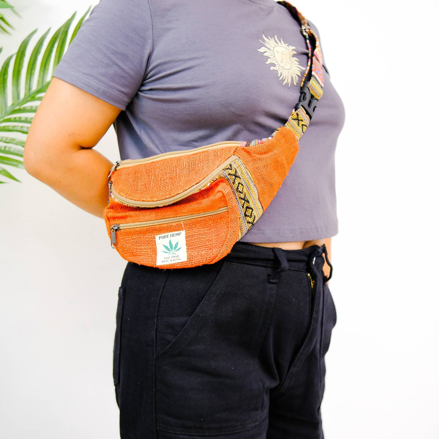 Orange Hemp Fanny Pack