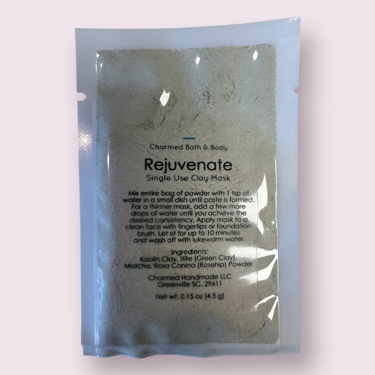 Single Use Clay Face Mask: Rejuvenate/Matcha Mask