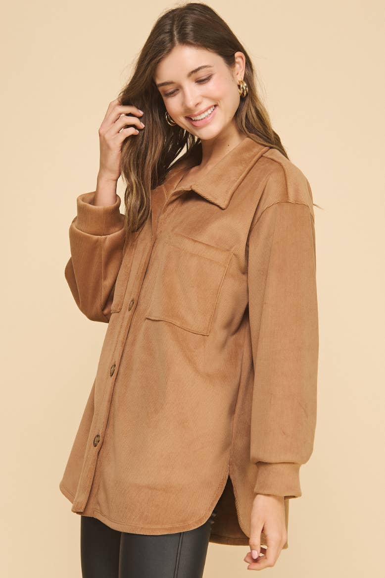 Amicis Lilian Oversized  Shirt: Camel