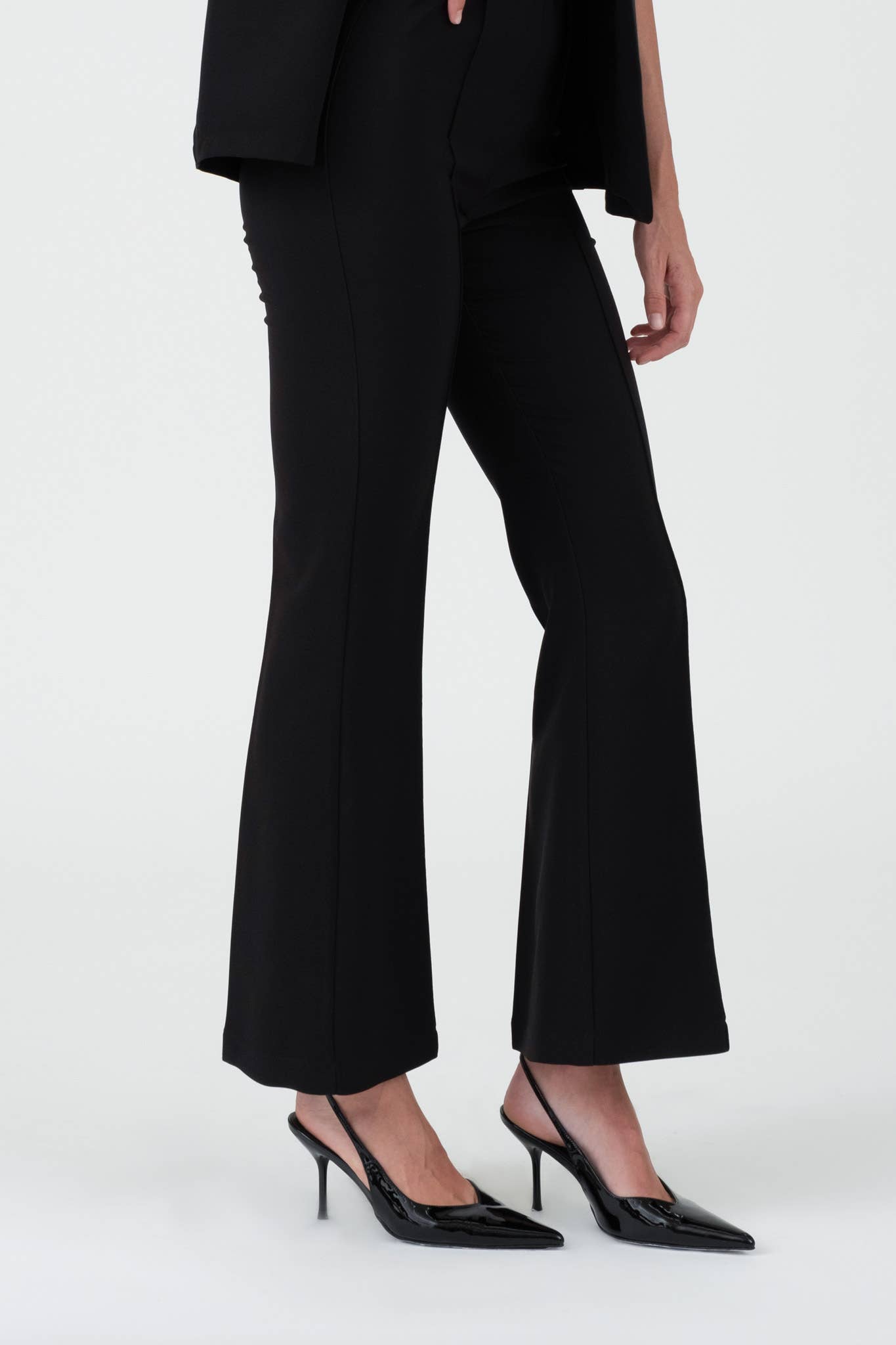 HIGH WAIST BELL BOTTOM DRESS PANTS: BLACK