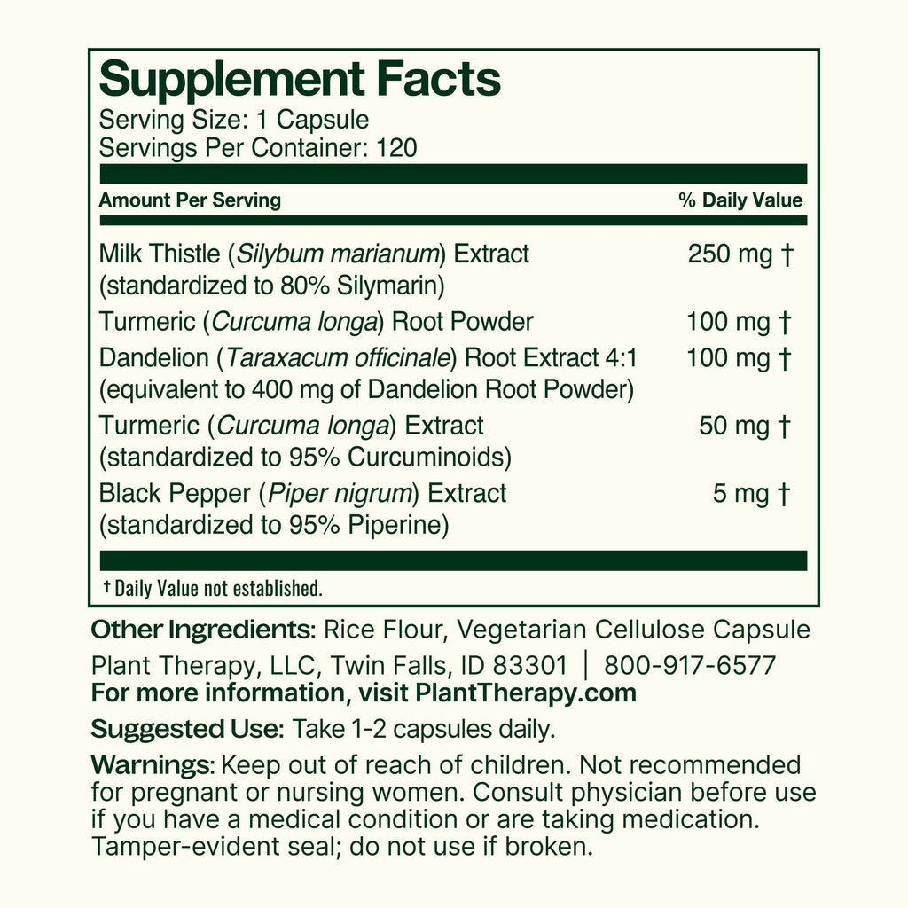 Liver Tonic Herbal Supplement Capsules 120 Capsules