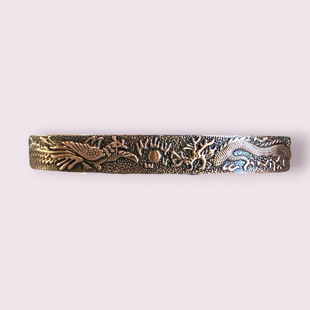 Magnetic Copper Bracelet - Phoenix & Dragon - Antique Copper