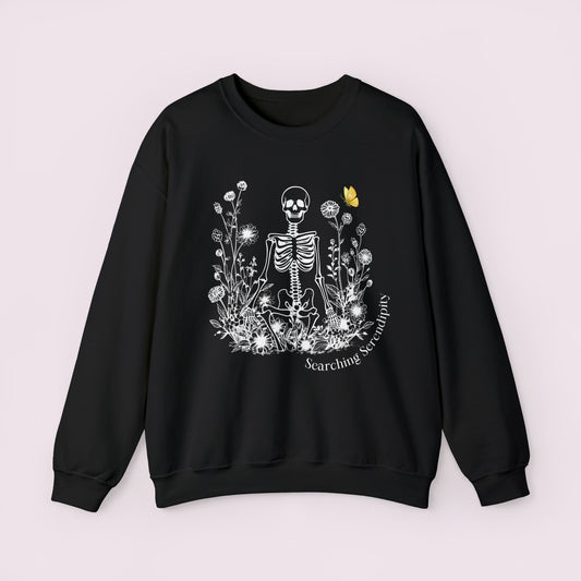 Skeleton in a Bed of Flowers Heavy Blend™ Crewneck Sweatshirt
