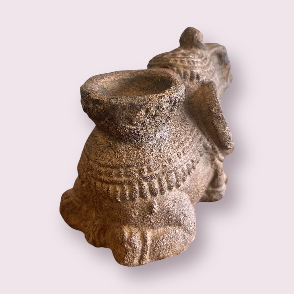 Lucky Elephant Volcanic Stone Incense Holder - Sand