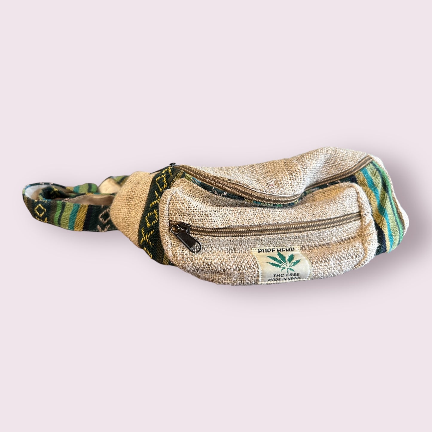 Handmade Hemp Hand Embroidery Unisex Fanny Packs