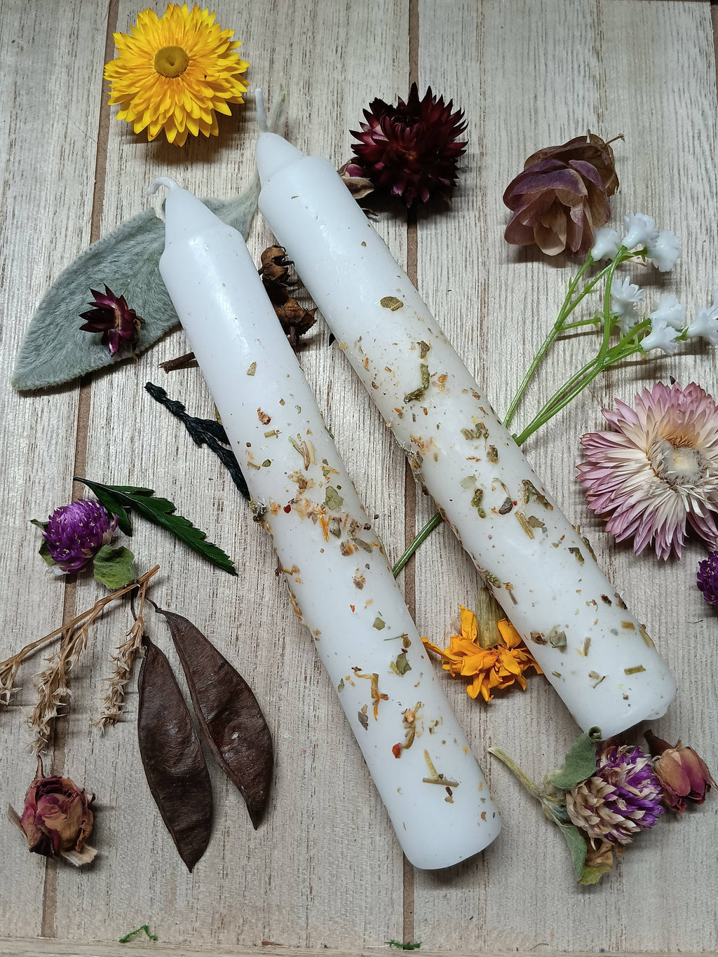 Sacred Space Herbal Intention 6 inch taper candle set