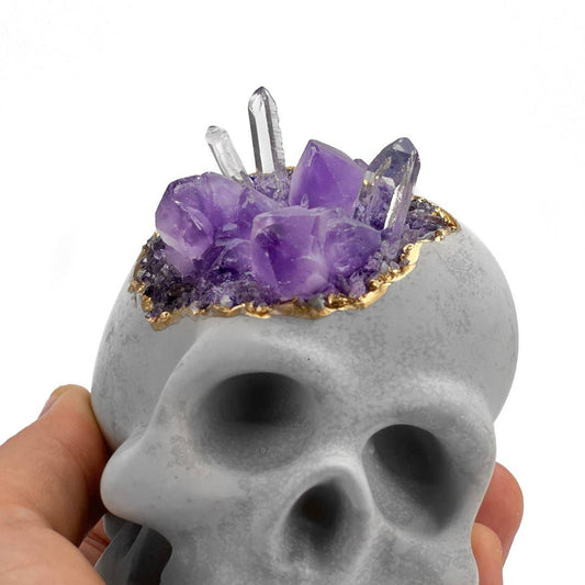 Large Amethyst Skull Head, Natural Crystal Scull