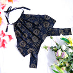 Black Celestial Cotton Halter Top