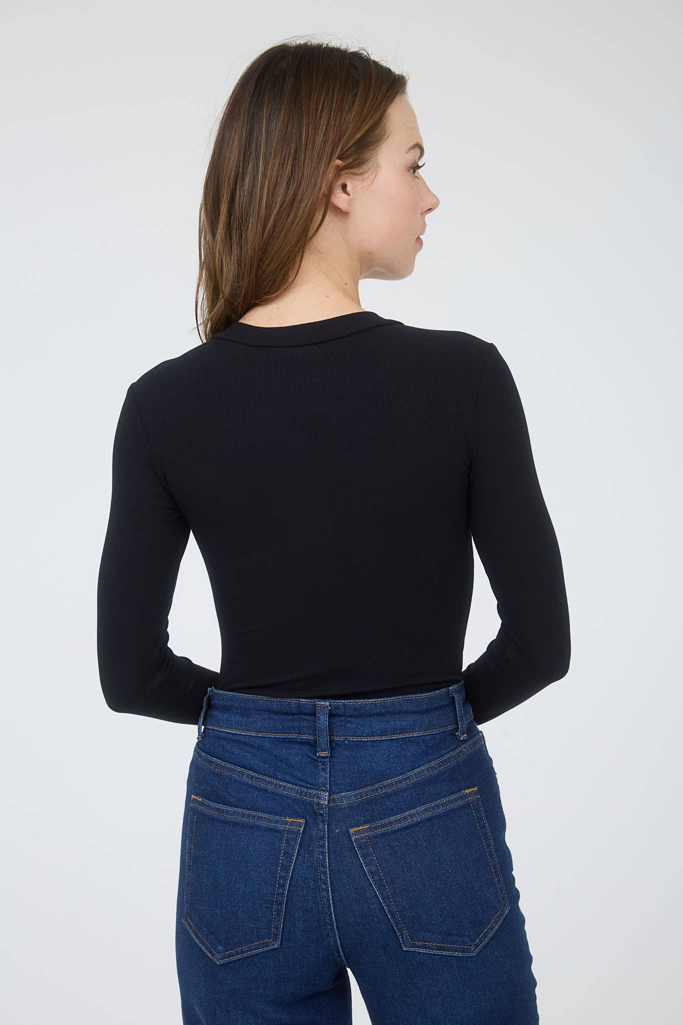 ROUND NECK LONG SLEEVE SWEATER KNIT BODYSUIT: OXBLOOD