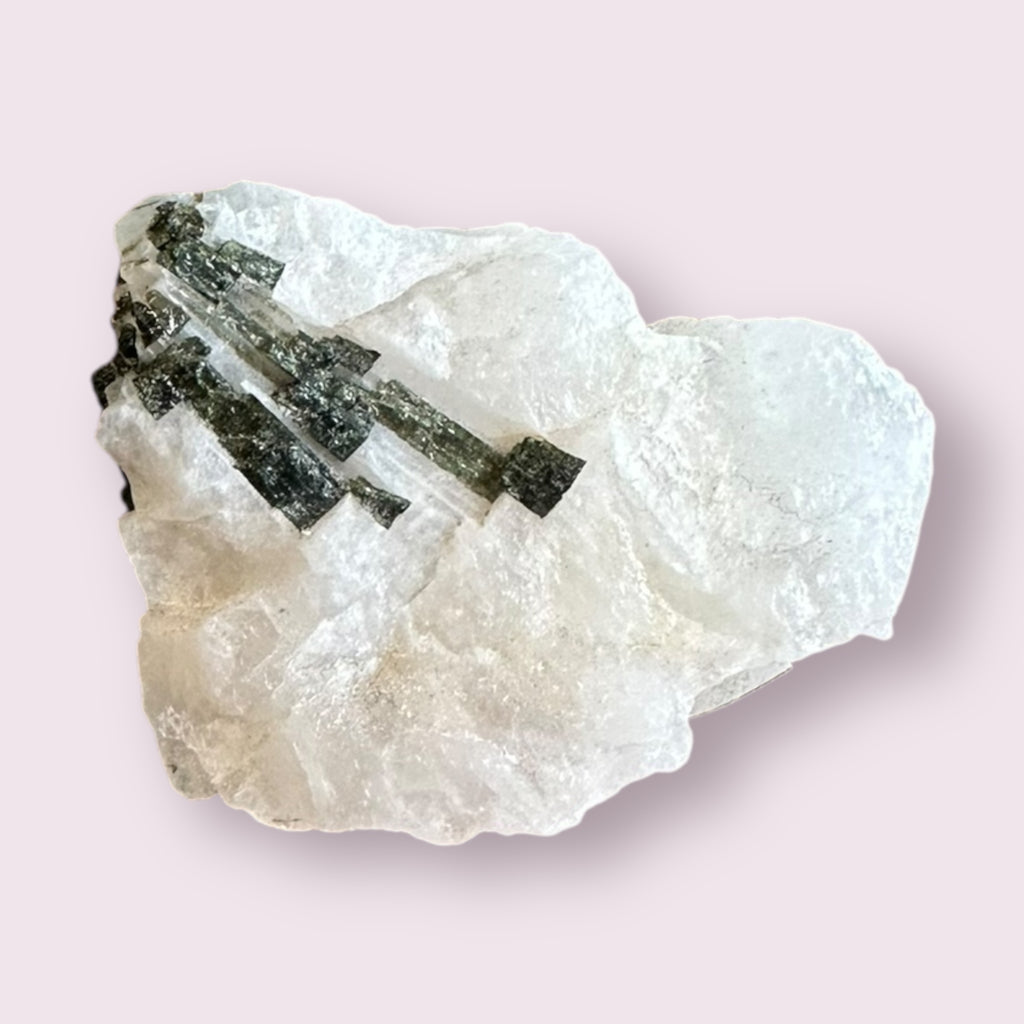 Green Tourmaline in Quartz