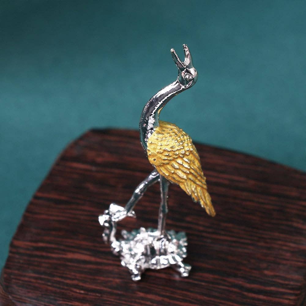 Crane and Turtle Incense Holder – 4.3" Metal Ornament