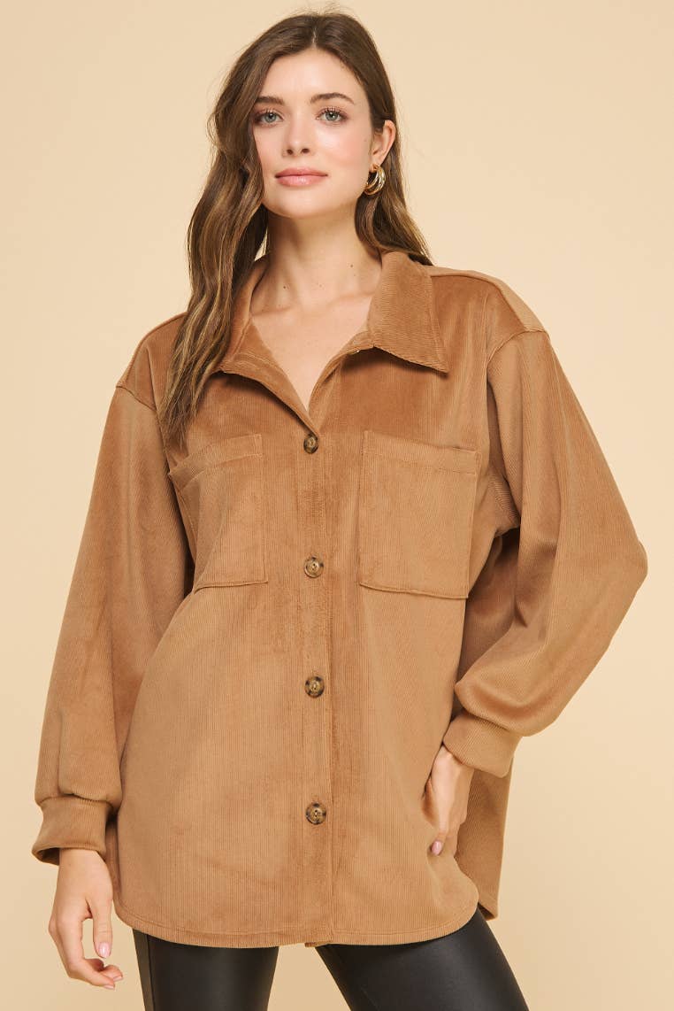 Amicis Lilian Oversized  Shirt: Camel