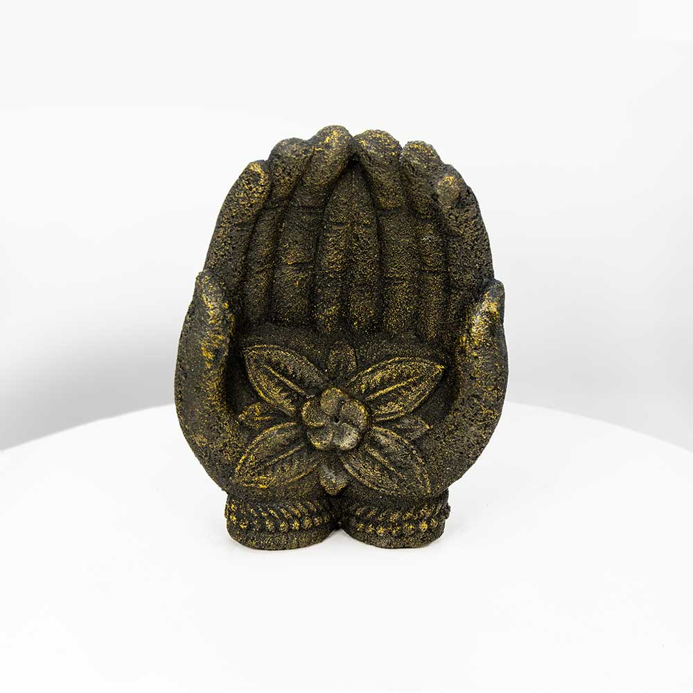 Volcanic Stone Incense Holder Buddha Offering Hands Lotus: Buddha