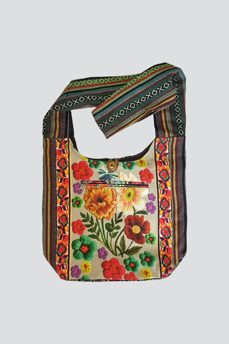 Flowers Print Hobo Crossbody Bag