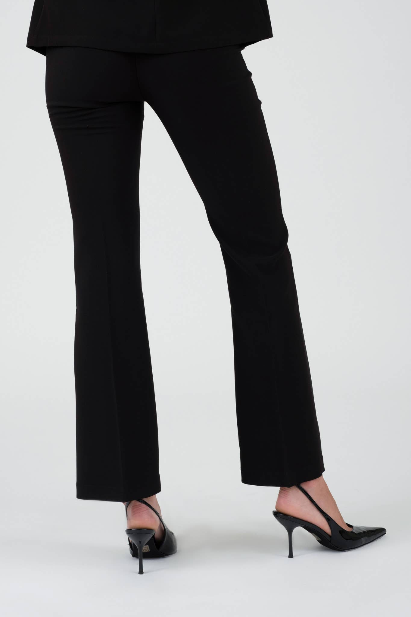 HIGH WAIST BELL BOTTOM DRESS PANTS: BLACK