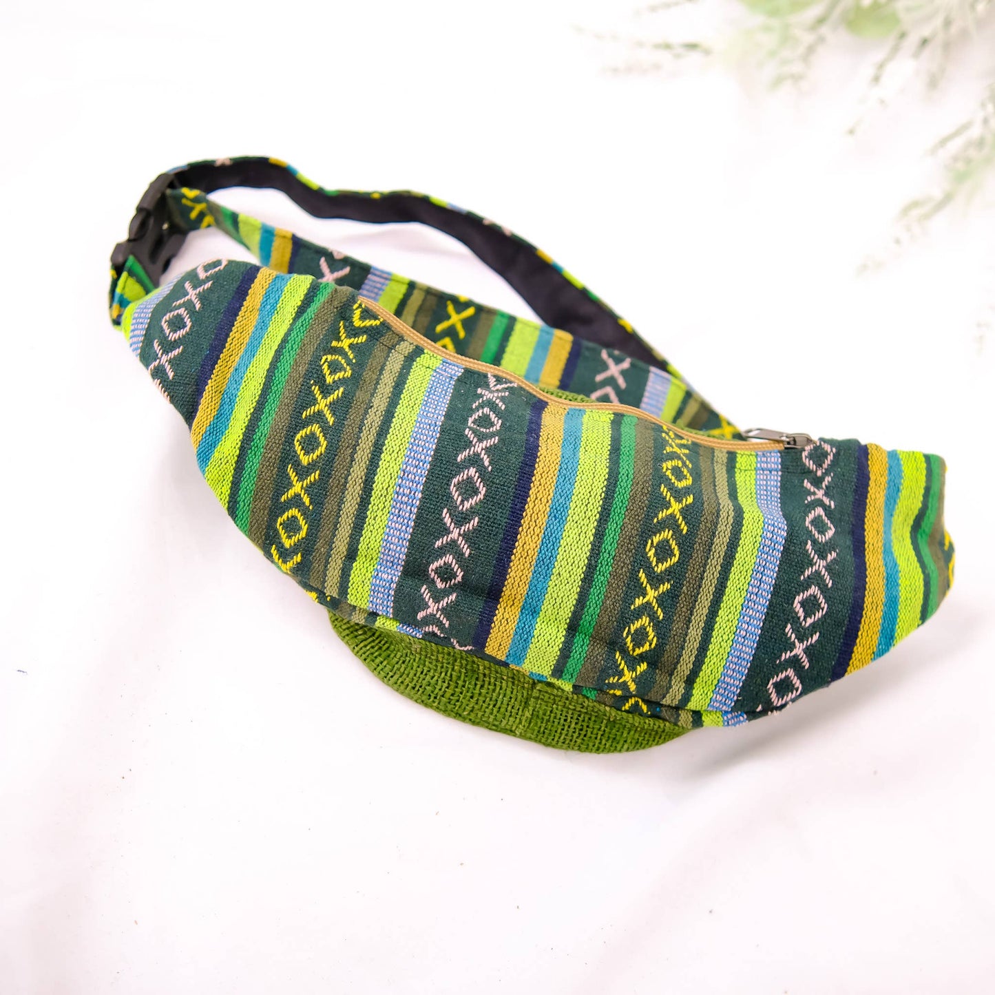 Green Solid Hemp Fanny Pack