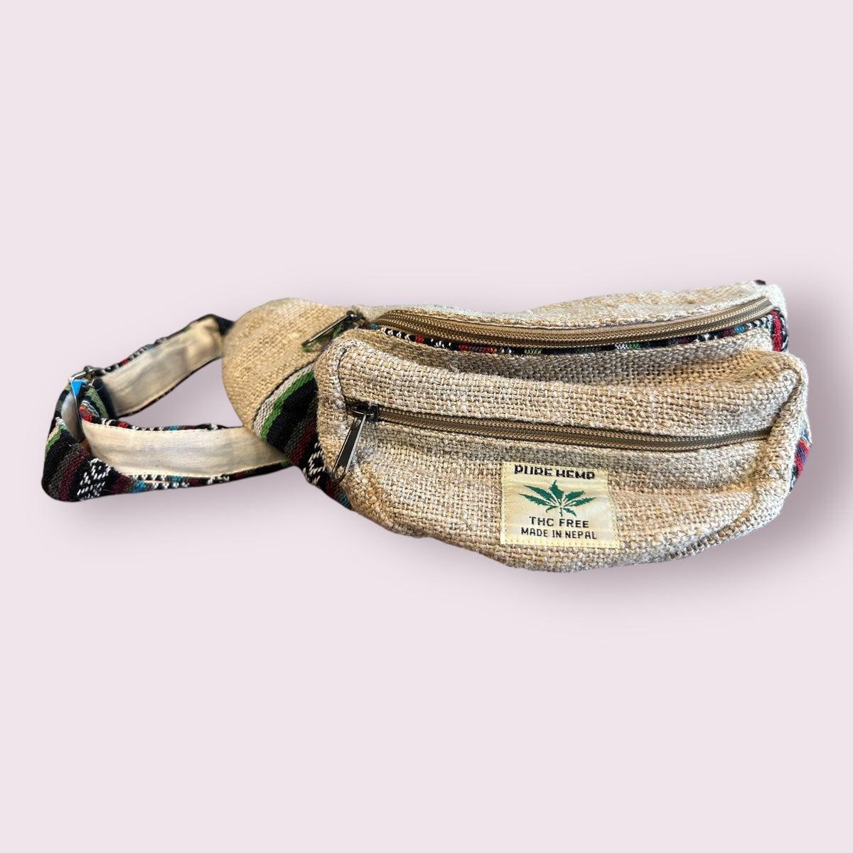 Handmade Hemp Hand Embroidery Unisex Fanny Packs