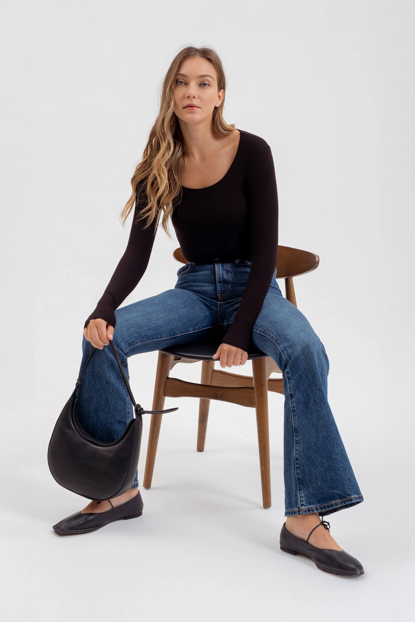 SEAMLESS SCOOP NECK LONG SLEEVE KNIT BODYSUIT: OLIVE