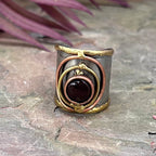 Mixed Metal Cuff Rings with Single Stone
