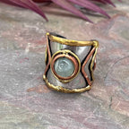 Mixed Metal Cuff Rings with Single Stone