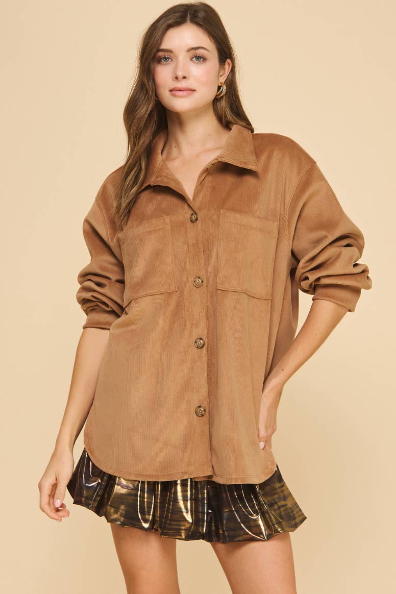 Amicis Lilian Oversized  Shirt: Camel