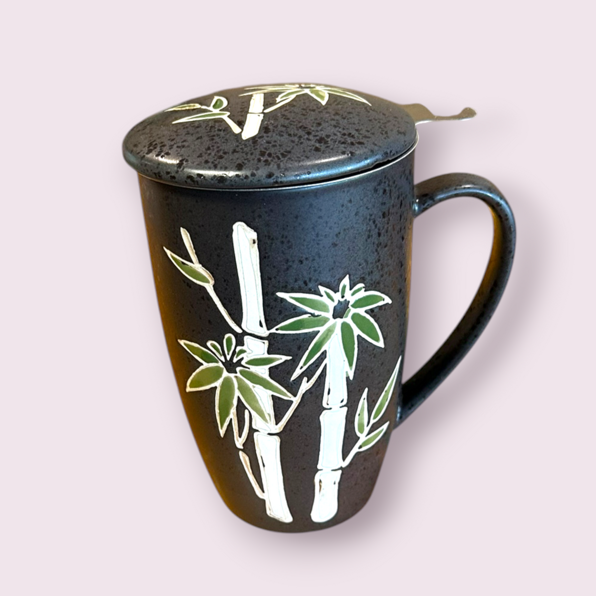 Bamboo Design 15oz Tea Mugs with Lid and Infuser