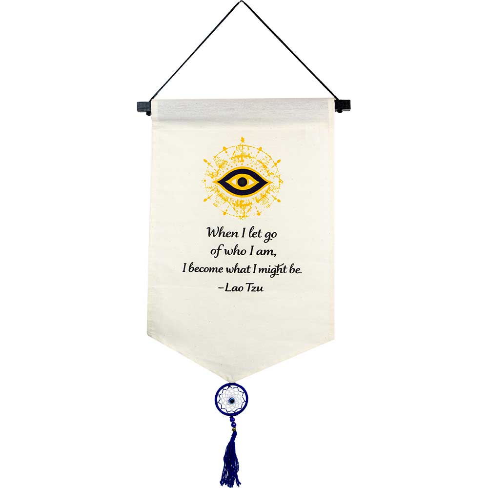 Small Cotton Banner - Lao Tzu Proverb w/ Tassel (Each): Lao Tzu
