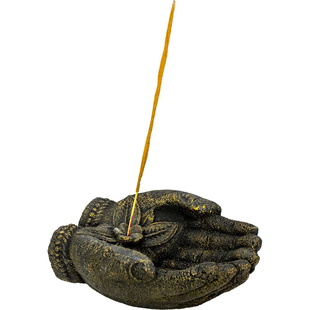 Volcanic Stone Incense Holder Buddha Offering Hands Lotus: Buddha