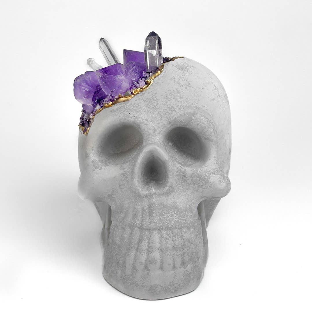 Large Amethyst Skull Head, Natural Crystal Scull