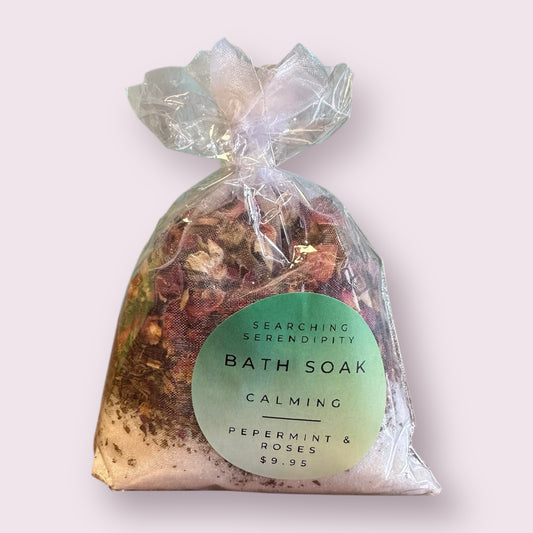 Herbal Bath Soak: Relaxing Bath Soak- Dead Sea Salt-Peppermint-Roses