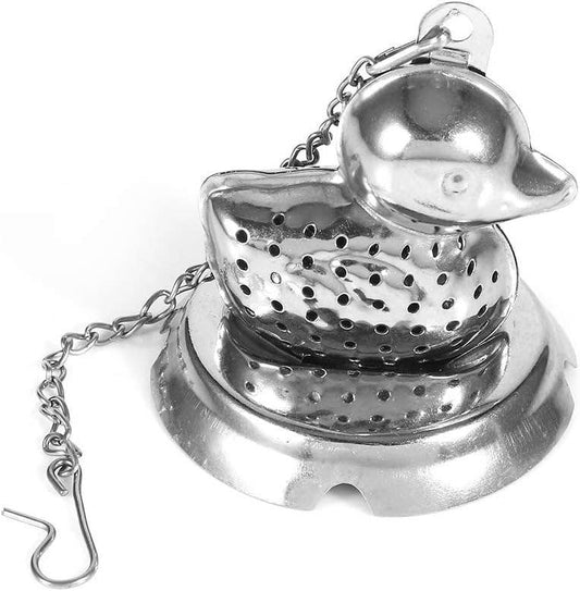 Duck Stainless Steel Tea Infuser, Hanging Mesh Strainer: Duck+Drip Tray