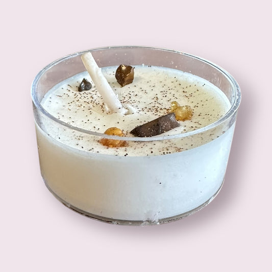 Frankincense & Myrrh: Soy Candles with Herbs and Crystals