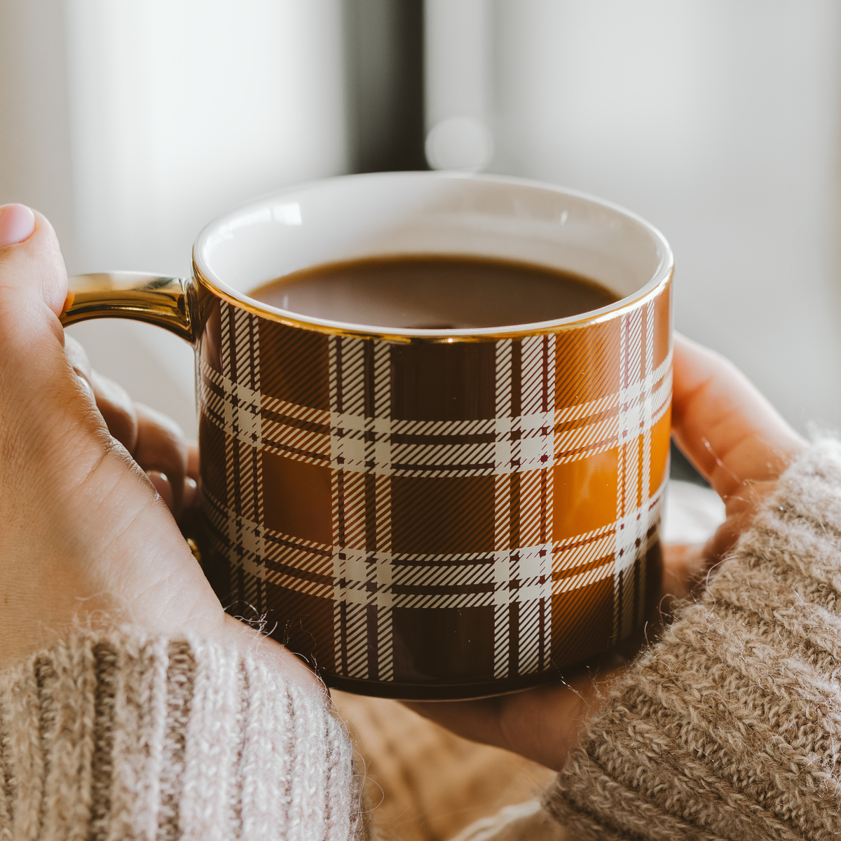 Brown Plaid Coffee Mug - Fall Decor & Gifts