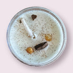Frankincense & Myrrh: Soy Candles with Herbs and Crystals