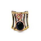 Mixed Metal Cuff Rings with Single Stone
